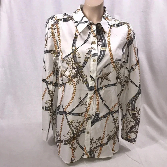 Susan Graver Size 6 Chain Design Button Down Shirt. New Without Tags - Picture 4 of 5